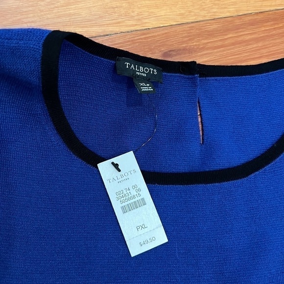 ⭐️ New Talbots Sleeveless Knit Viscose Top Blue Black Size PXL - Picture 2 of 5